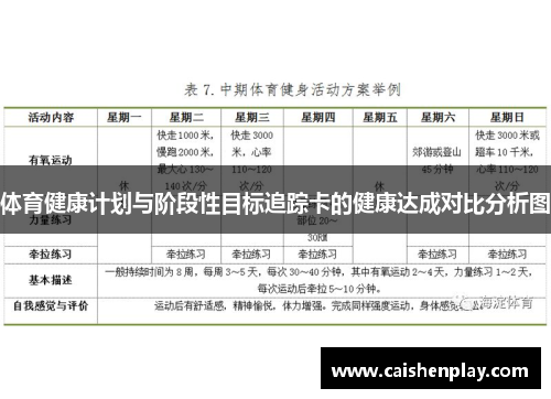 体育健康计划与阶段性目标追踪卡的健康达成对比分析图